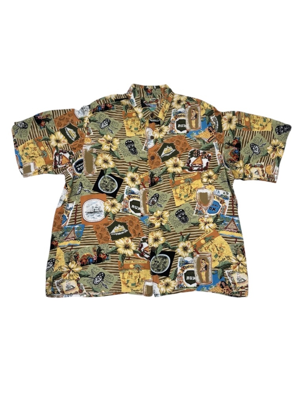 REYN SPOONER HAWAIIAN TRADITIONALS PUERTO RICAN RUM SHORT SLEEVE CAMP SHIRT